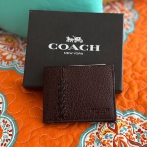 New Coach Men’s Rip and Repair Slim Bi-fold Wallet - Oxblood